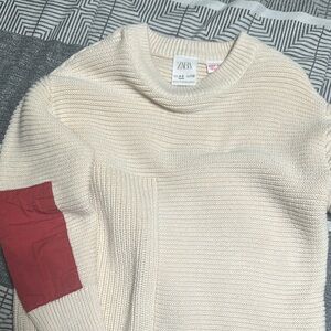 Zara Cream Sweater with Red Patch